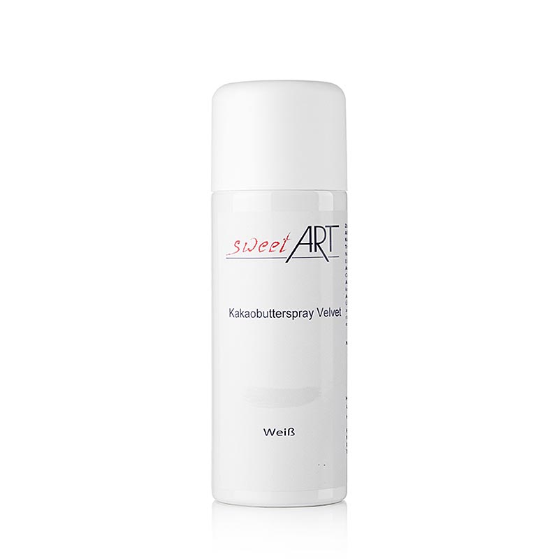 400 ml de spray au beurre de cacao blanc à effet velours de Sweet Art, idéal pour la décoration