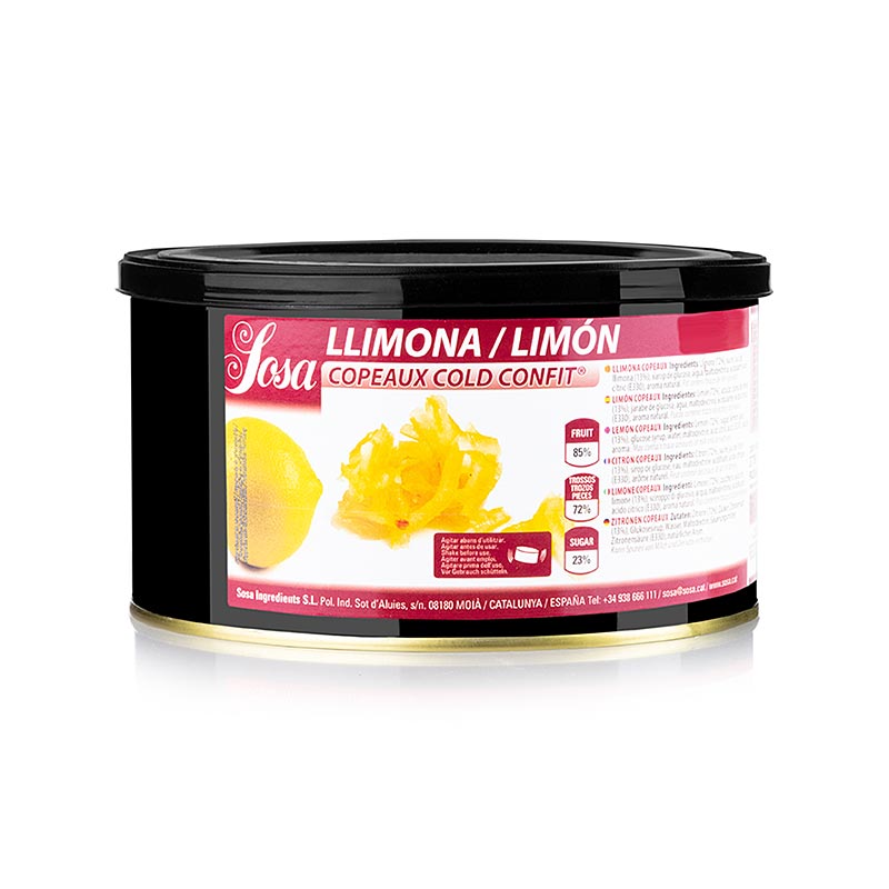 Sosa Cold Confit - Citron en lanières (37785), 125 kg - écorces de citron confites en lanières, parfaites pour les préparations froides