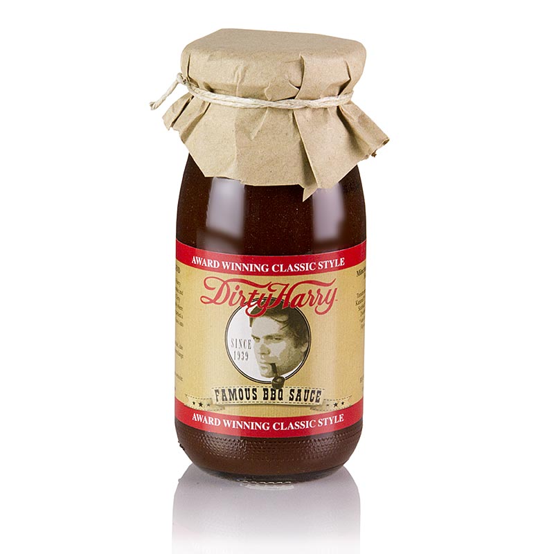Dirty Harry's Famous BBQ Sauce, une bouteille de 250 ml de condiment biologique et végétalien