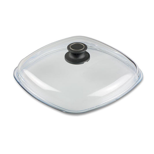 AMT Gastroguss Plat à rôtir carré de 28 cm avec couvercle en verre, parfait pour préparer de délicieux plats au four