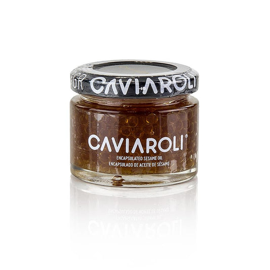 Caviaroli® caviar d'huile, petites perles d'huile de sésame de haute qualité, conditionnées en pot de 50 g