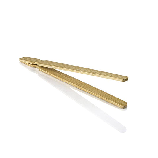 Pince à doigts (pince à épiler) en bambou marron de 12 cm pour servir des snacks, emballée dans un lot de 240 pièces
