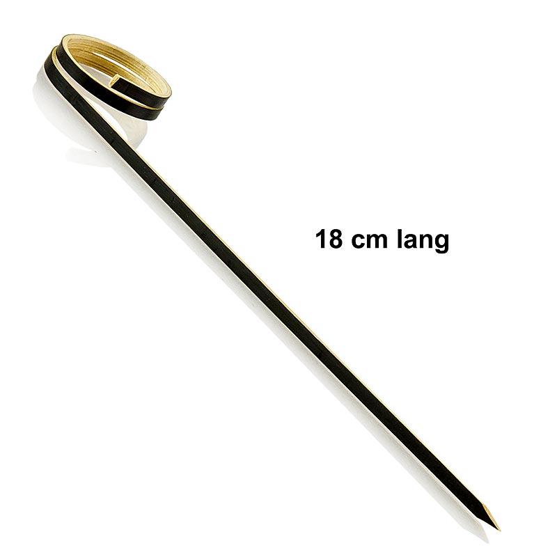 Brochettes en bambou noires de 18 cm avec anneau, paquet de 100 pièces