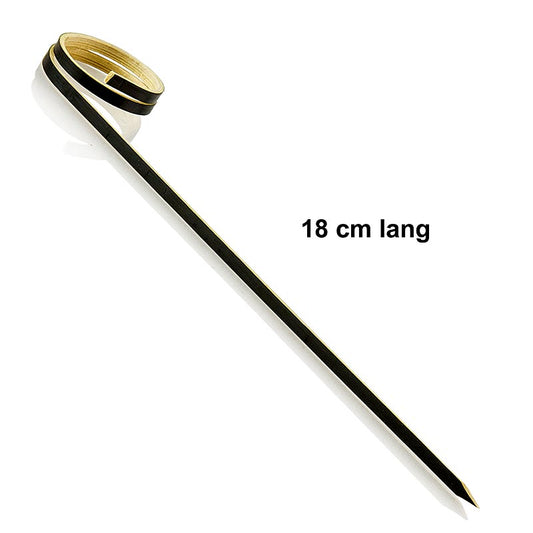 Brochettes en bambou noires de 18 cm avec anneau, paquet de 100 pièces
