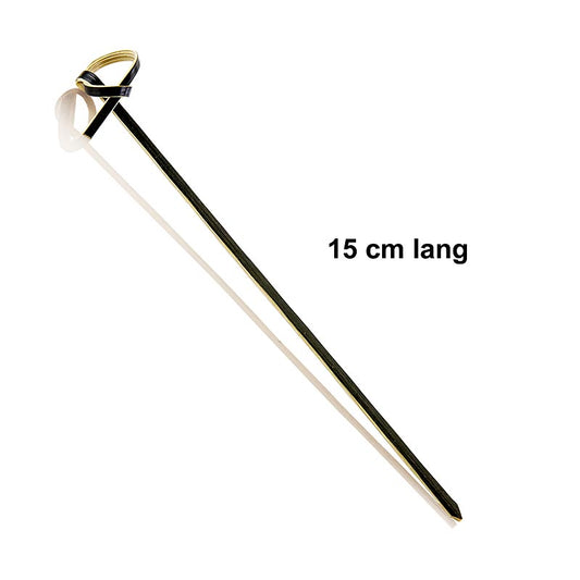 Brochettes en bambou avec extrémité nouée de couleur noire de 15cm, paquet de 250 pièces