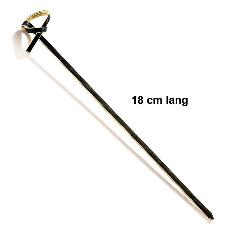 Brochettes en bambou avec extrémités nouées de couleur noire, 18 cm de long, paquet de 250 pièces