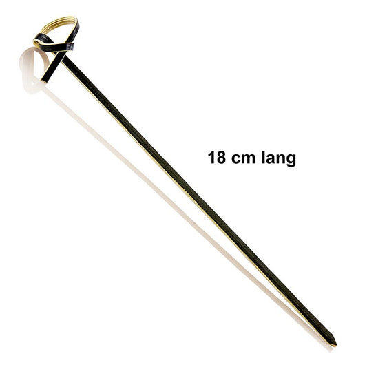 Brochettes en bambou avec extrémités nouées de couleur noire, 18 cm de long, paquet de 250 pièces