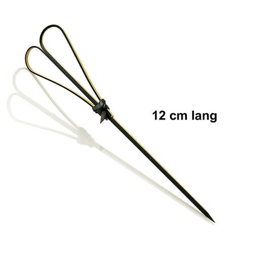 Brochettes en bambou avec motif de cœur en noir, 12cm de long, paquet de 100 pièces