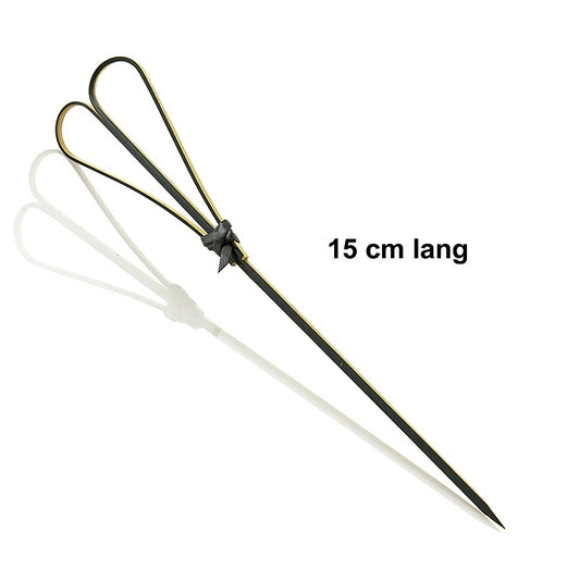 Brochettes en bambou avec cœur en noir, 15cm de long, paquet de 100 pièces