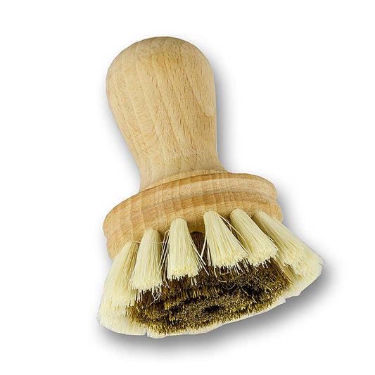 Grattoir en bois de hêtre huilé et poils d'agave, fait à la main, en une seule pièce