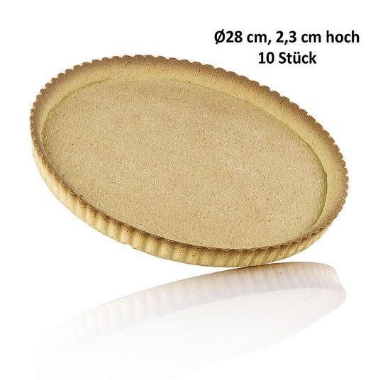 Délicieuses tartelettes de dessert en pâte sablée au beurre, d'un diamètre de 28 cm et d'une hauteur de 23 cm, produites par Pidy, présentées dans un emballage de 35 kg, contenant 10 pièces individuelles.
