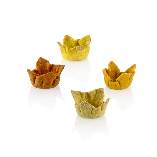 Coupelles Tartelettes épicées, Curry-Falafel-Chili-Poivre, ø 3cmx15cm, Pidy, 384 g, 96 pièces - Image de tartelettes épicées au curry, falafel, piment et poivre, 3cm de diamètre et 15cm de haut, emballées dans une boîte de 384g avec 96 pièces de la marque Pidy