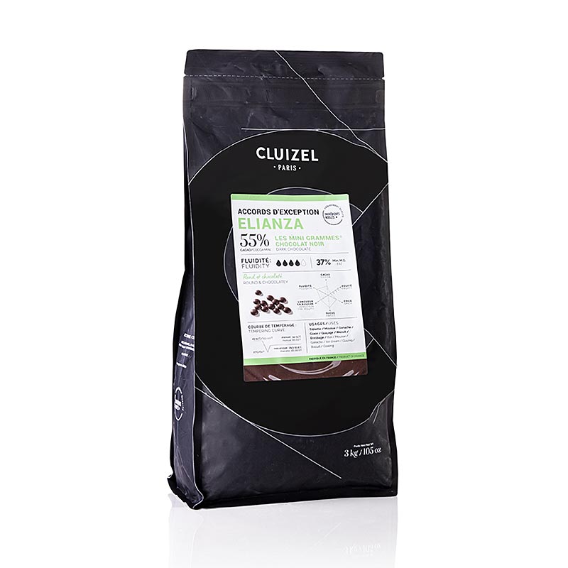 Elianza 55%, Bitter Couverture, Grandes Teneurs, Callets, Michel Cluizel, 3 kg - Callets de chocolat belge de 55% de cacao, parfaits pour les desserts et les pâtisseries.