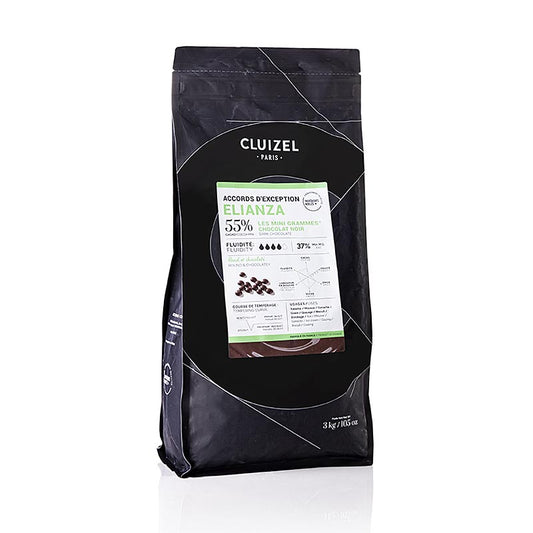 Elianza 55%, Bitter Couverture, Grandes Teneurs, Callets, Michel Cluizel, 3 kg - Callets de chocolat belge de 55% de cacao, parfaits pour les desserts et les pâtisseries.