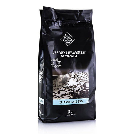Elianza 35%, couverture lait entier, Grandes Teneurs, Callets, Michel Cluizel, 3 kg - Callets de chocolat au lait belge de haute qualité de Michel Cluizel, parfaits pour les desserts et les pâtisseries.