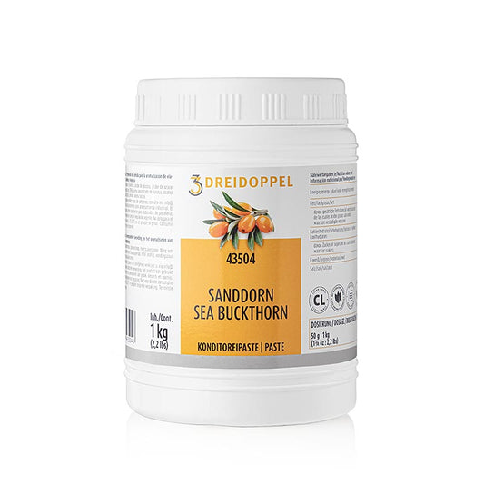 Pâte d'argousier, Dreidoppel, Nr435, 1 kg - pâte de fruits bio à base de baies d'argousier en paquet de 1 kg