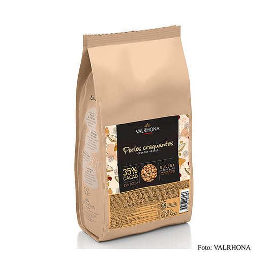 Perles croustillantes Valrhona, fourrage de céréales avec enrobage de chocolat Dulcey, blondes, 3 kg - Perles croustillantes de haute qualité enrobées d'un délicieux chocolat Dulcey