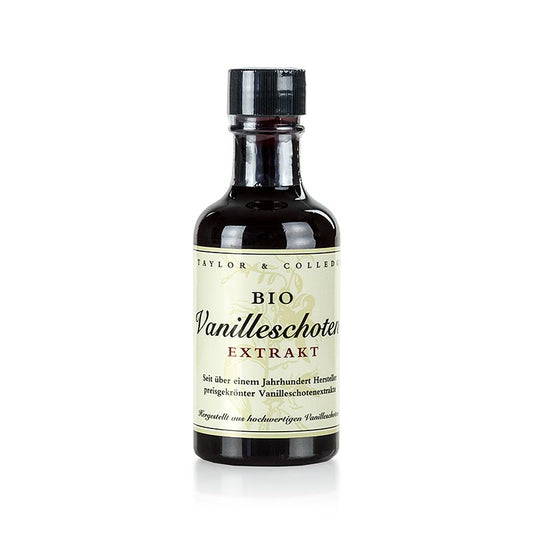 Bouteille d'extrait de vanille Bourbon biologique sans pépins Taylor & Colledge, 100 ml