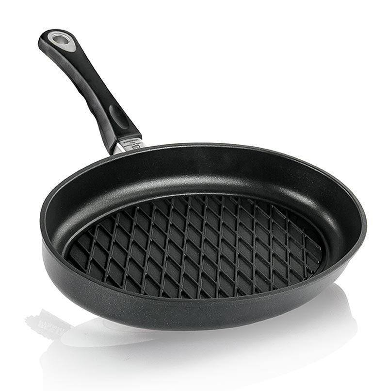 AMT Gastroguss poêle à griller, ovale, avec motif de diamant BBQ 35x24cm, pour de délicieuses viandes grillées