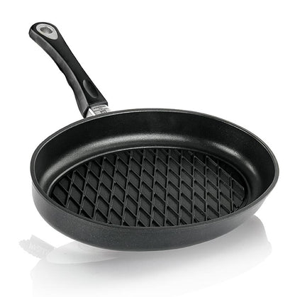 AMT Gastroguss poêle à griller, ovale, avec motif de diamant BBQ 35x24cm, pour de délicieuses viandes grillées