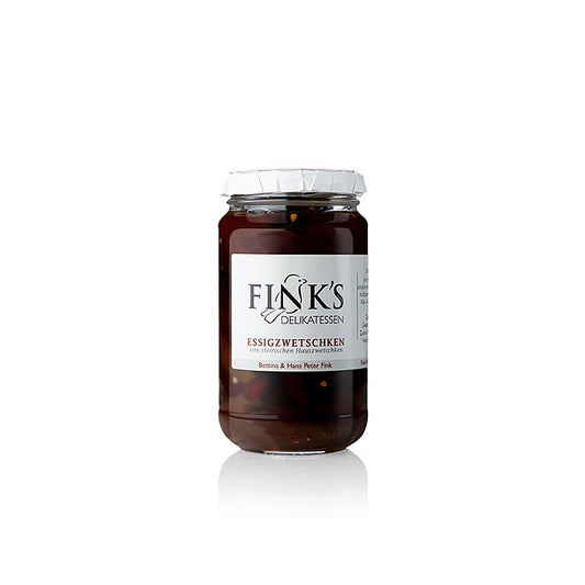Délicieux pot de 220 g de prunes au vinaigre fabriquées à partir de prunes de Styrie, parfaites pour ajouter une riche saveur à vos plats et salades.
