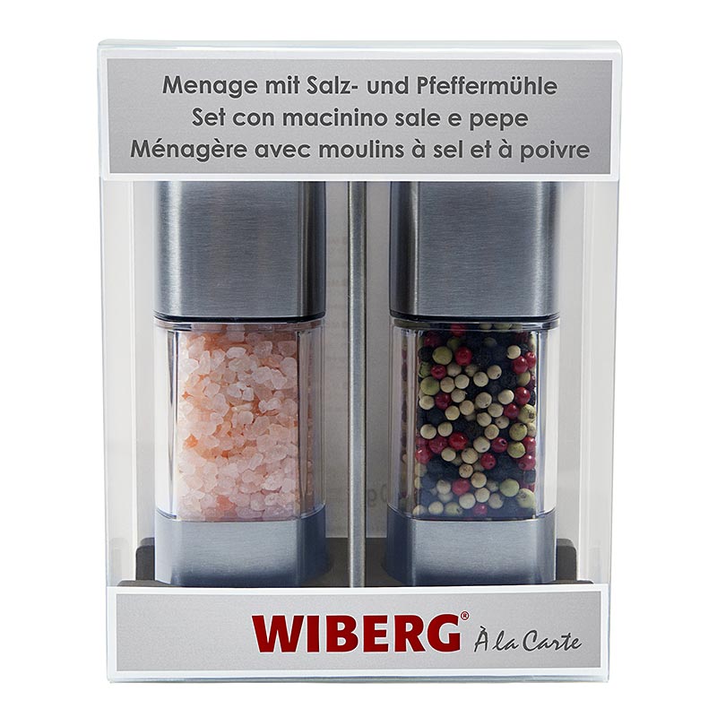 Burette Wiberg avec moulin à sel et à poivre en céramique, 140/65g, 168cm, 205g, set de 2, parfait pour assaisonner les plats