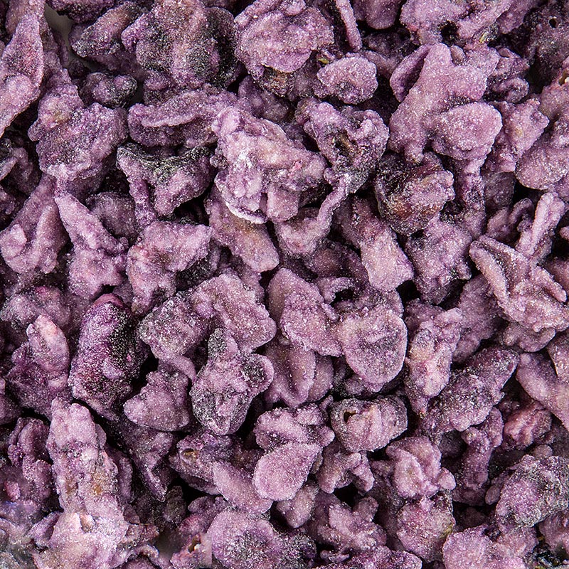 Pétales de fleurs de violettes authentiques cristallisées comestibles de couleur bleu-violet, d'une taille d'environ 2 cm, 1 kg