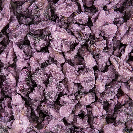 Pétales de fleurs de violettes authentiques cristallisées comestibles de couleur bleu-violet, d'une taille d'environ 2 cm, 1 kg