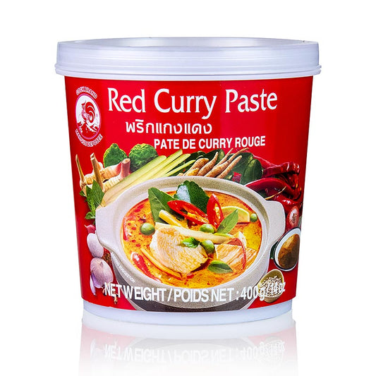 400 g de pâte de curry rouge Cock Merk, un ingrédient polyvalent et savoureux pour les plats d'inspiration asiatique