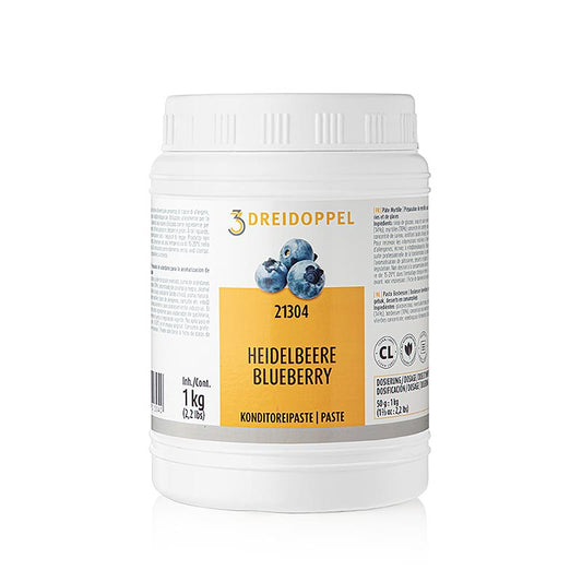 Un paquet de 1 kg de pâte de myrtilles de Dreidoppel, étiqueté sous le numéro 213.