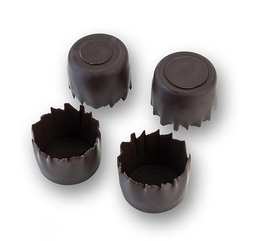 Moule à chocolat Chocolat noir cannelé, Ø 25mm, H20mm, Michel Cluizel, 864 g, 288 pcs - moule à chocolat noir cannelé de haute qualité avec un diamètre de 25mm et une hauteur de 20mm, produit par Michel Cluizel, poids total 864 grammes, contient 288 pièces.