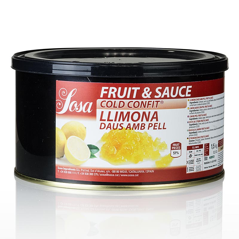Sosa Conserves à froid - Cubes de citron, 5mm (37242), 15 kg image du produit avec des cubes de citron en conserve de 5mm, emballés dans un paquet de 15 kg