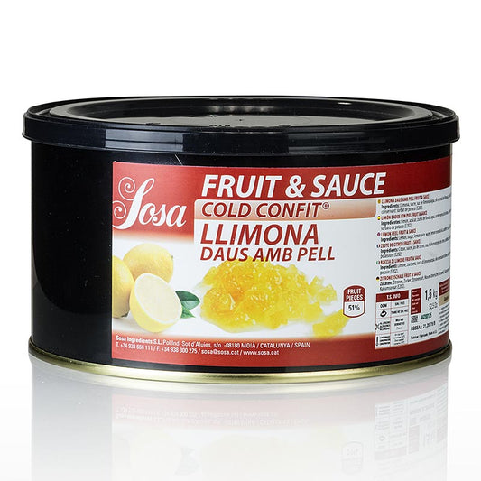 Sosa Conserves à froid - Cubes de citron, 5mm (37242), 15 kg image du produit avec des cubes de citron en conserve de 5mm, emballés dans un paquet de 15 kg