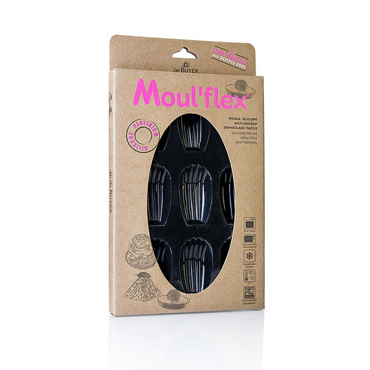 deBUYER Moul'flex, 9 Madeleine, 3cl, 175 x 30cm, 1 pièce - Moule en silicone souple pour 9 madeleines, 3cl, dimensions 175 x 30cm, 1 pièce
