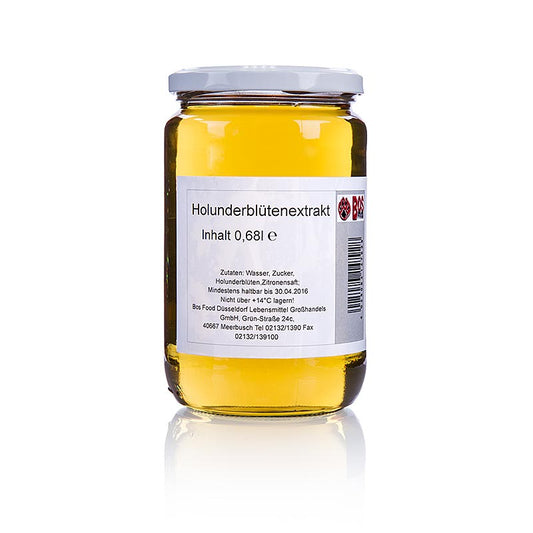 BOS FOOD Extrait de fleurs de sureau, 680 ml - Extrait naturel de fleurs de sureau dans une bouteille pratique de 680 ml