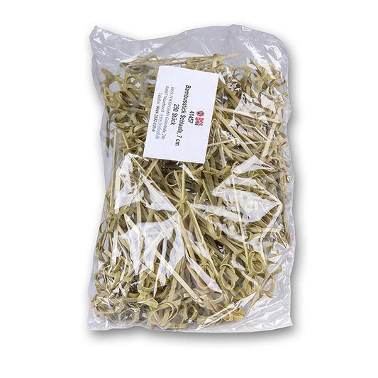 Brochettes écologiques en bambou avec nœud à l'extrémité, de couleur verte, longueur de 7cm, paquet de 250 pièces