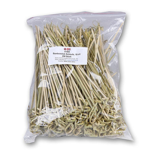 Paquet de 250 brochettes en bambou avec extrémité nouée, de couleur verte