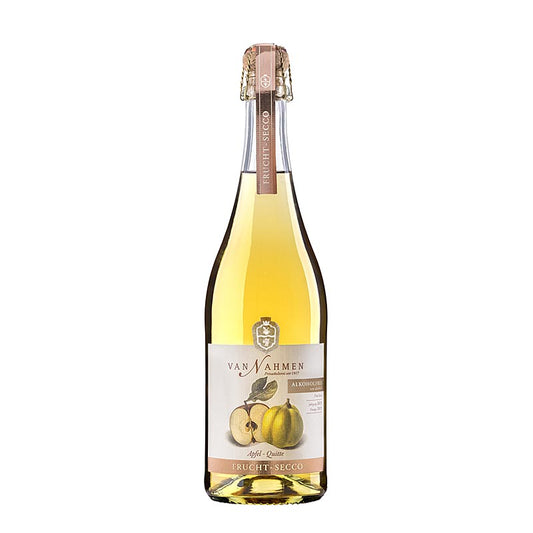 Bouteille de 750 ml de Van Nahmen Appel-Kweepeer Fruit Secco, une boisson biologique sans alcool