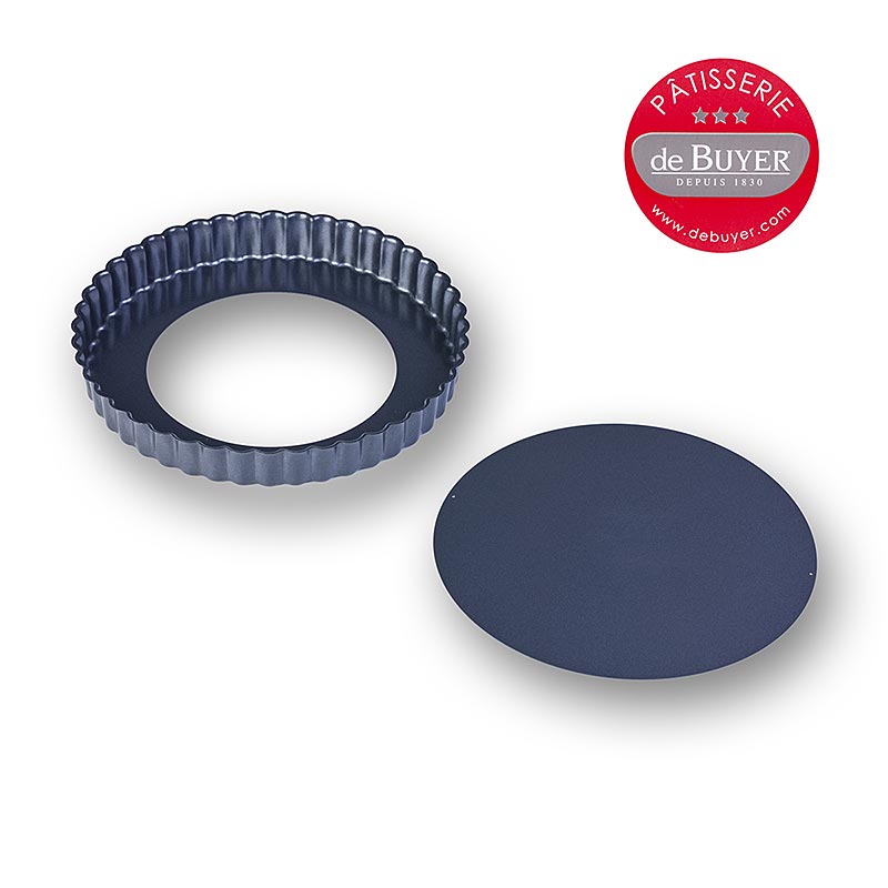 deBUYER Plat à tarte, rond, 198cm de diamètre, avec fond amovible, acier inoxydable, parfait pour la préparation de délicieuses tartes et quiches
