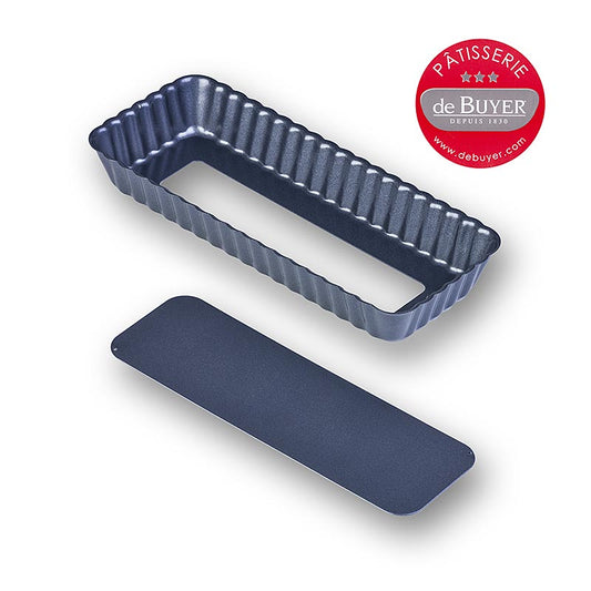 deBUYER Plat à tarte, rectangulaire, 20x8cm, avec fond amovible, 1 er fond, 1 er image du produit deBUYER plat à tarte rectangulaire avec fond amovible 