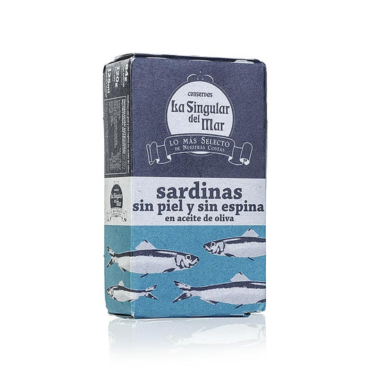 Sardines espagnoles dans 120 g d'huile d'olive, sans arêtes et sans peau