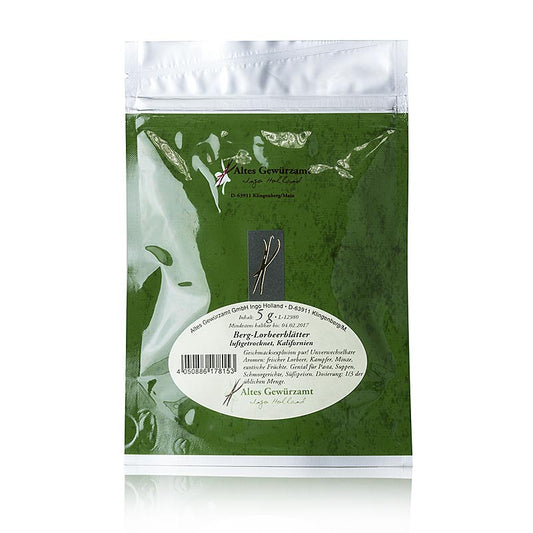 Feuilles de laurier de montagne, séchées à l'air, Altes Gewürzamt, 5 g - feuilles de laurier séchées aromatiques et savoureuses de Altes Gewürzamt