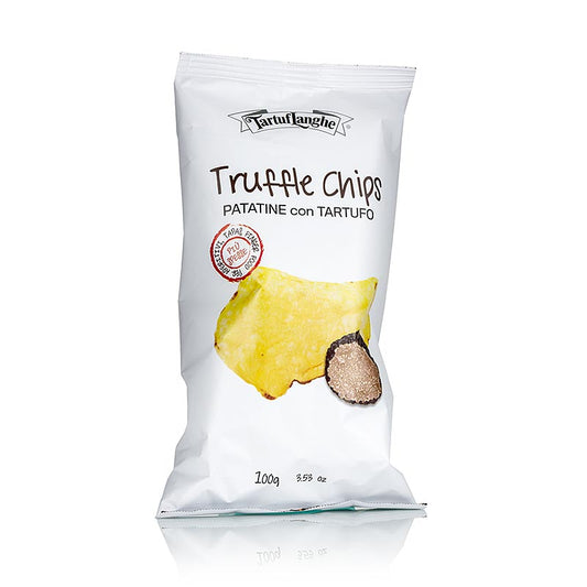 Tartuflanghe truffe chips, chips à la truffe d'été (tuber aestivum), 100 g - Délicieuses chips gourmandes à la saveur de truffe d'été, parfaites pour le snacking ou les réceptions.