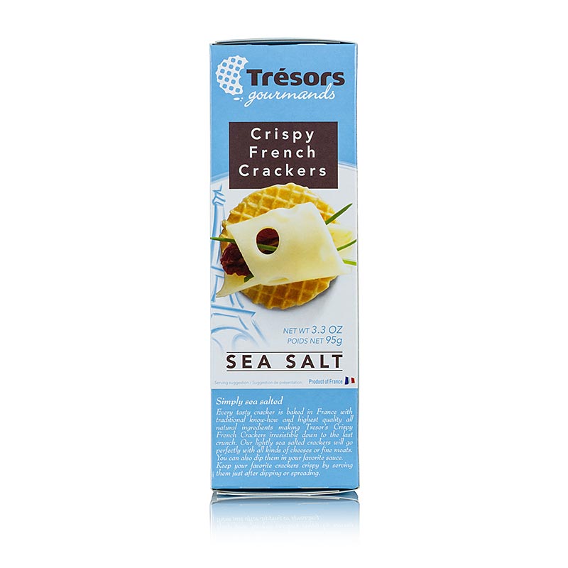  Delicious Barsnack Tresors - Crunchy franz Mini waffle crackers avec sel de mer, 95 g dans un emballage élégant