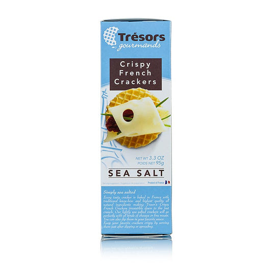  Delicious Barsnack Tresors - Crunchy franz Mini waffle crackers avec sel de mer, 95 g dans un emballage élégant