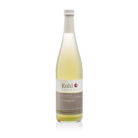 Délicieuse et rafraîchissante bouteille de 750 ml de jus de pomme berg Gourmet Jonagold, fabriqué à partir des meilleures pommes berg cueillies à la main.