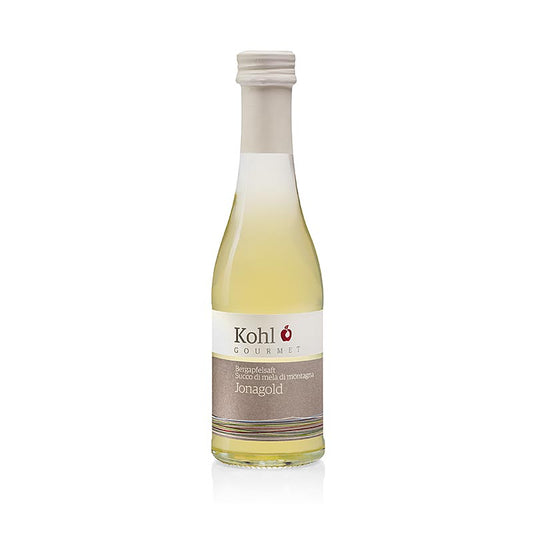 Une bouteille de 200 ml de jus de pomme de montagne gourmet, délicieux et rafraîchissant, jus de pomme Jonagold