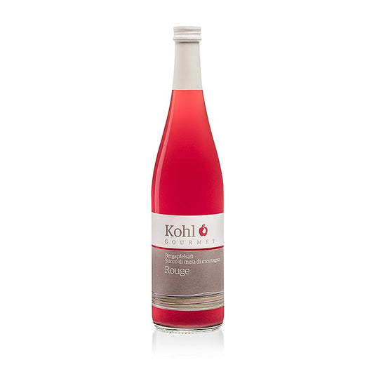 Bouteille de 750 ml de Gourmet mountain apple juice Rouge, un jus de pomme haut de gamme et rafraîchissant