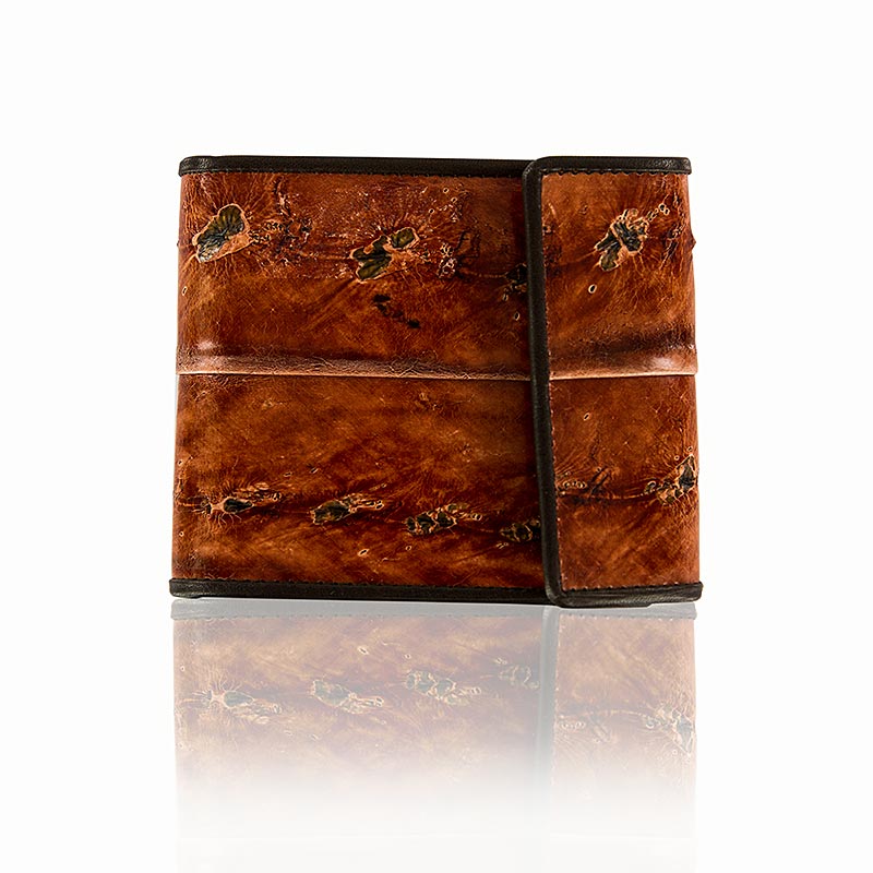 Porte-cartes de crédit en cuir d'esturgeon/cowhide marron, pour 6 cartes de crédit