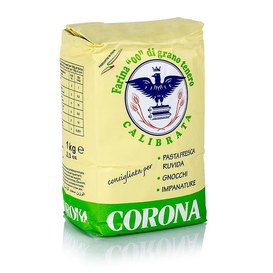 Farine pour pâtes, Tipo 00, Farina Calibrata, pour pâtes grossières et gnocci, Corona, 1 kg - un kilogramme de farine pour pâtes raffinée de haute qualité pour la fabrication de pâtes grossières et de gnocci